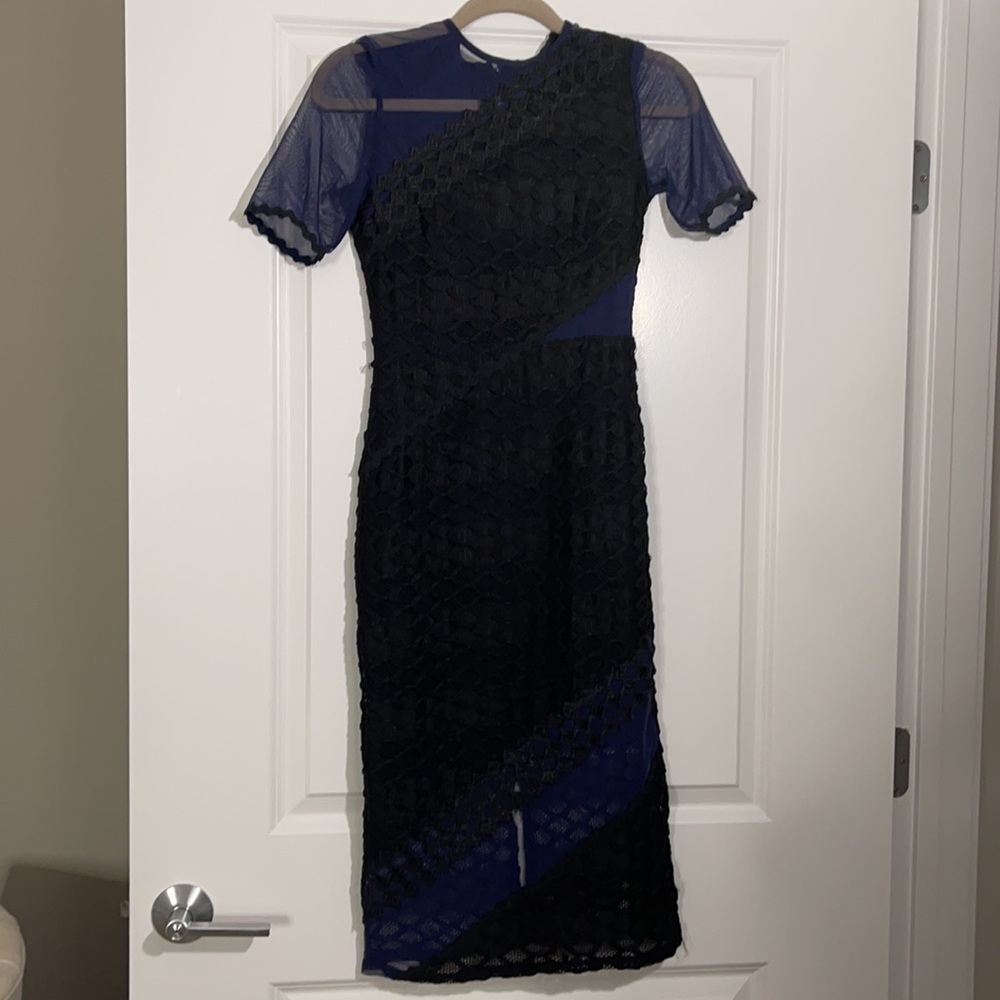 Black and blue mesh bodycon